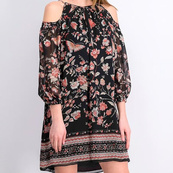 Elegant Floral Off-Shoulder Dress - size XL - Picture 1 of 8